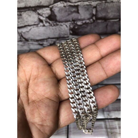 🔥🔥🔥 925 Sterling Silver Cuban Link Curb Chain Necklace 26" 3mm Italy 🔥🔥🔥 - Picture 11 of 13